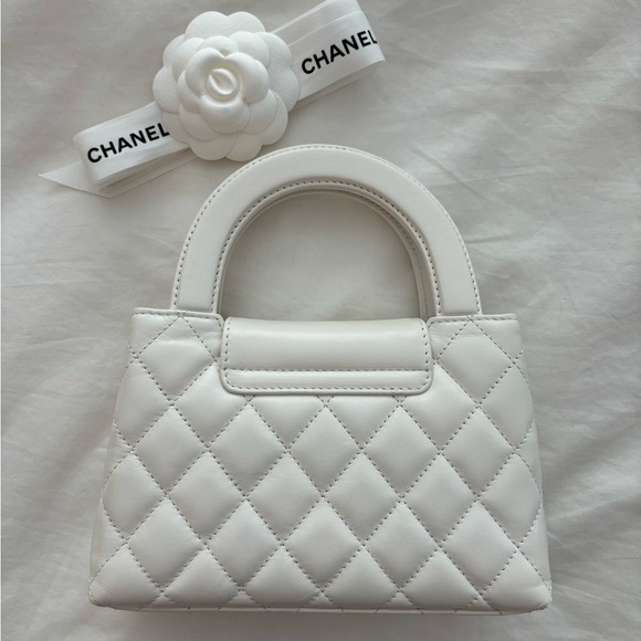 NWT π€ CHANEL 24P White Leather Small Nano Shopper Kelly Bag - Picture 7 of 16